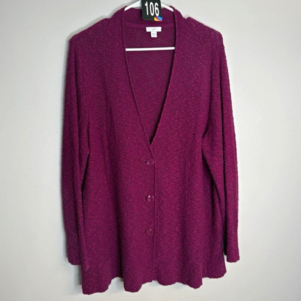 J. Jill Purple Solid Knit Button-Front V-Neck Long Sleeve Cardigan Sweater XL